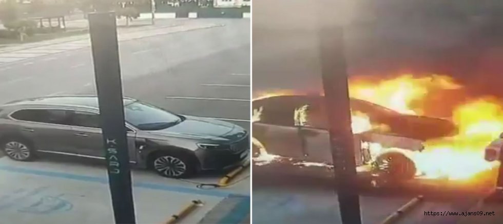 Şarj İstasyonundaki Togg bir anda alev topuna döndü