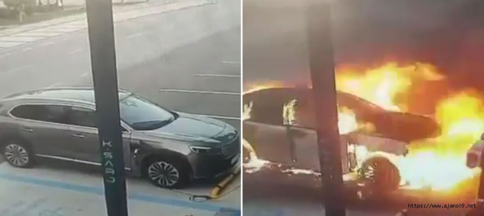 Şarj İstasyonundaki Togg bir anda alev topuna döndü