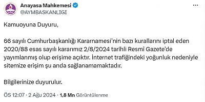 AYM HESABINA YOĞUNLUKTAN ERİŞİM SAĞLANAMIYORMUŞ