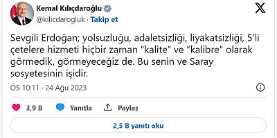 Kılıçdaroğlu, Erdoğan'a cevap verdi: Bu senin ve Saray sosyetesinin işidir