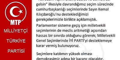 Kılıçdaroğlu ve İYİ Parti'yi destekleyeceğiz