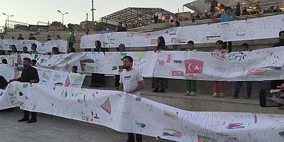 Şanlıurfa’da Gazze için 1 kilometrelik çizim!