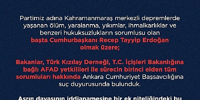 TİP, Erdoğan ve diğer yetkililer hakkında suç duyurusunda bulundu