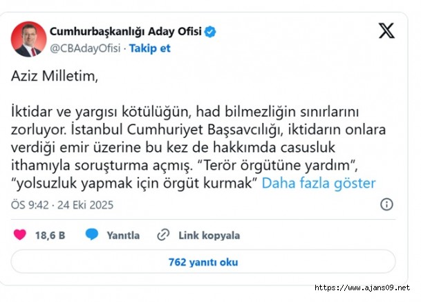 İmamoğlu casusluk suçlamasına sert çevap verdi