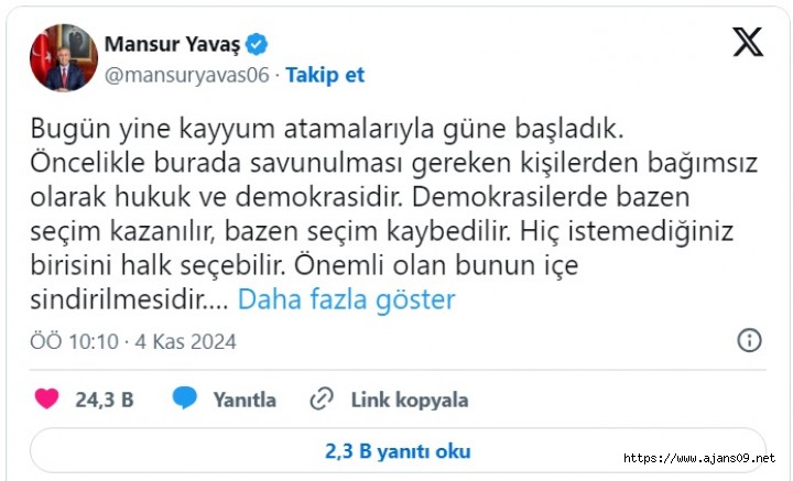 Mansur Yavaş TBMM'yi Göreve Davet Etti